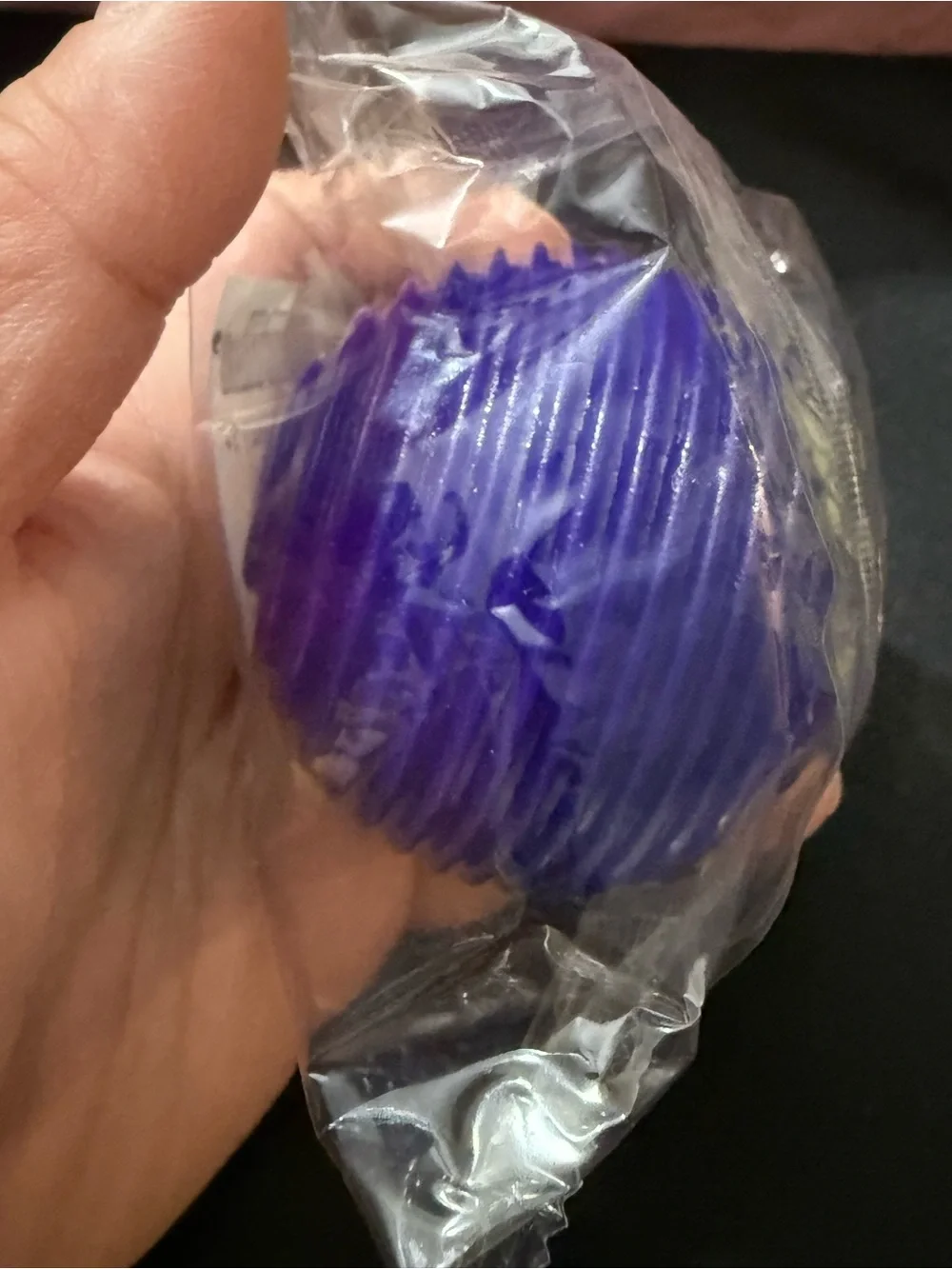 Purple Ribbed Squishy Stress Ball